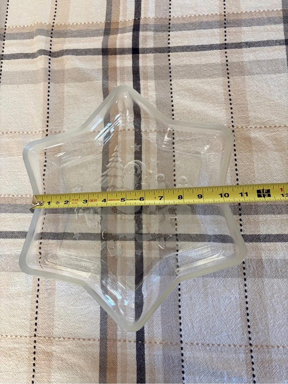 Mikasa Christmas Star Heavy Clear Frosted Glass Hostess Server Bowl Santa Angels